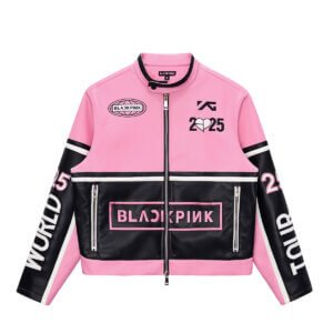 Black Pink Leather Jacket 2025 World Tour